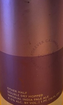 Other Half DDH Double Forever Cashmere beer Label Full Size