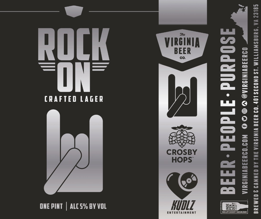 Virginia Beer Co. / DJ Kudlz Rock On Crafted Lager beer Label Full Size