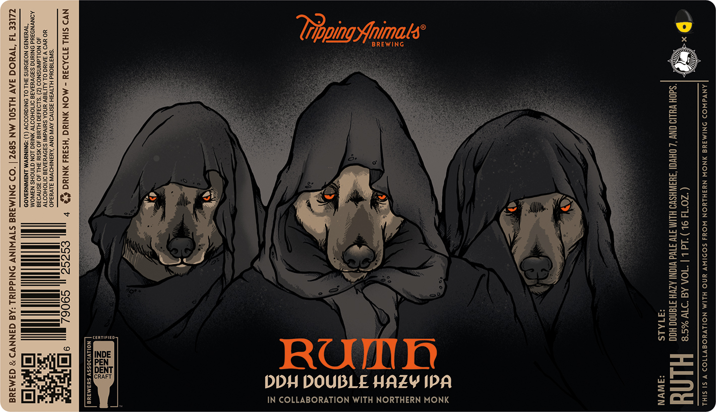 Tripping Animals + Tripping Animals + Northern Monk Ruth beer Label Full Size