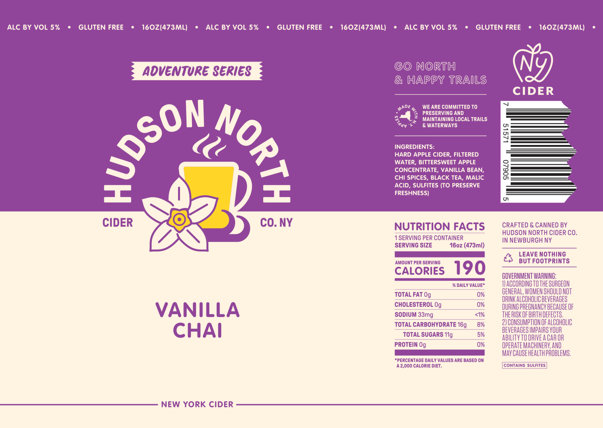 Hudson North Vanilla Chai | Adventure Series beer Label Full Size
