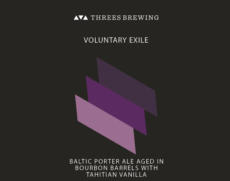 Threes Barrel Aged Voluntary Exile With Tahitian Vanilla beer Label Full Size