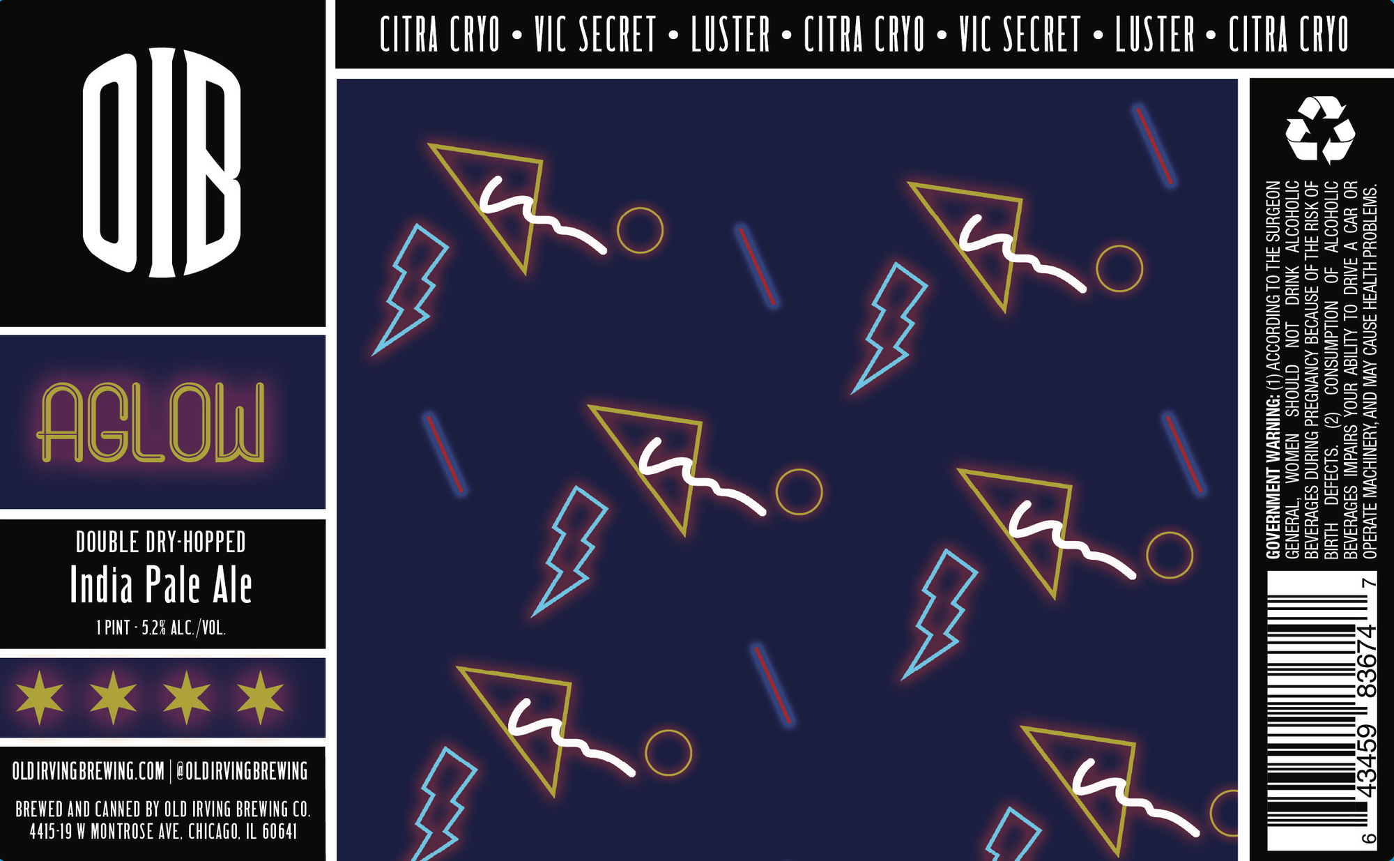 Old Irving Aglow beer Label Full Size