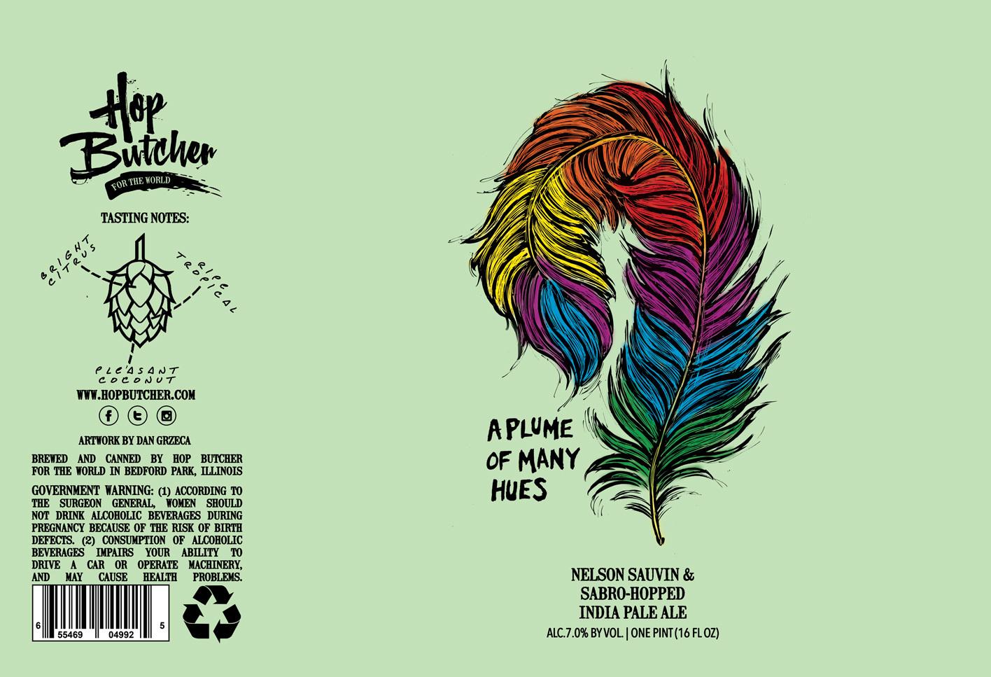 Hop Butcher for the World A Plume Of Many Hues beer Label Full Size