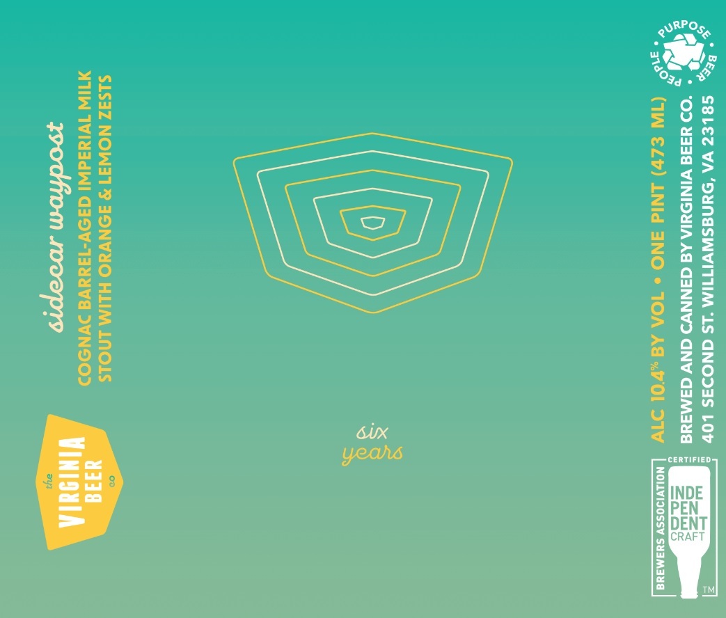 Virginia Beer Co. Sidecar Waypost beer Label Full Size