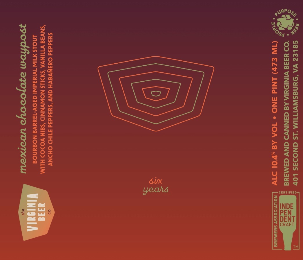 Virginia Beer Co. Mexican Chocolate Waypost beer Label Full Size