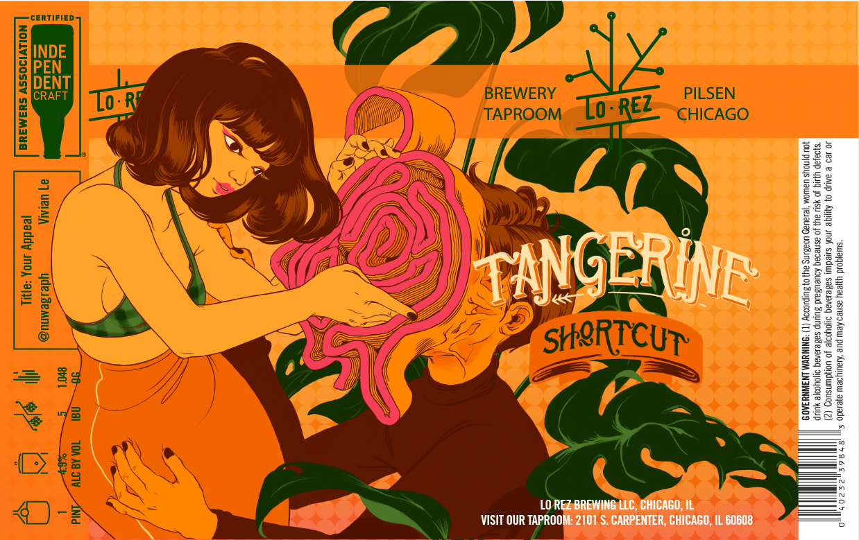 Lo Rez Tangerine Shortcut beer Label Full Size