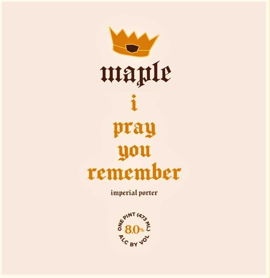 Virginia Beer Co. MAPLE I Pray You Remember beer Label Full Size