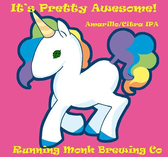 Running Monk It's Pretty Awesome! (IPA) - Amarillo/Citra beer Label Full Size