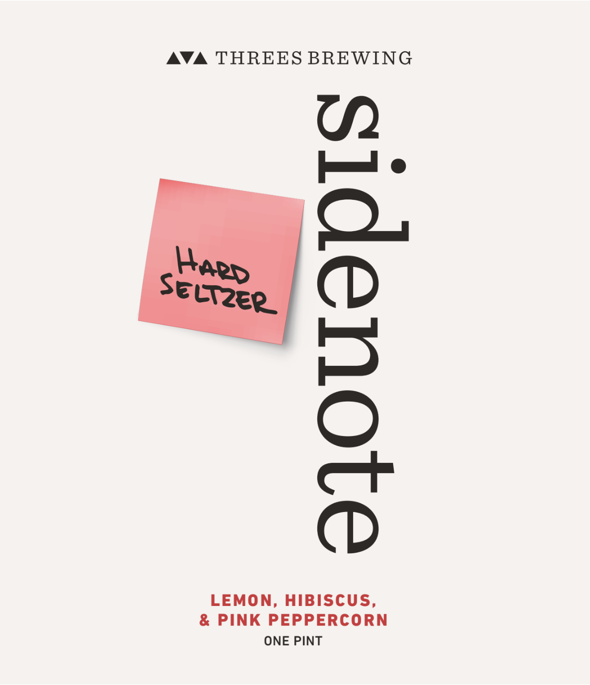 Threes Sidenote - Lemon, Hibiscus, & Pink Peppercorn beer Label Full Size