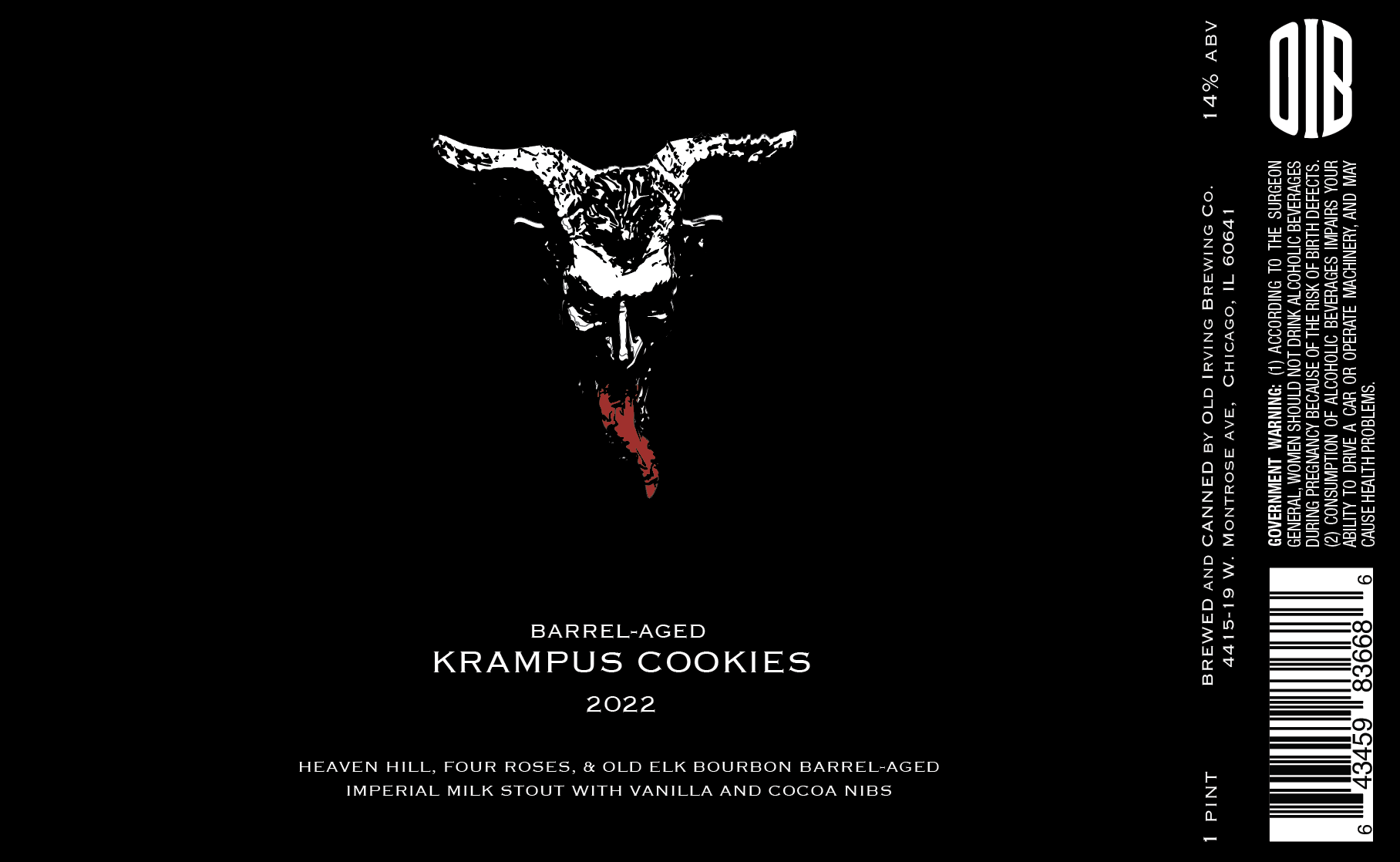 Old Irving Barrel-Aged Krampus Cookies (2022) beer Label Full Size