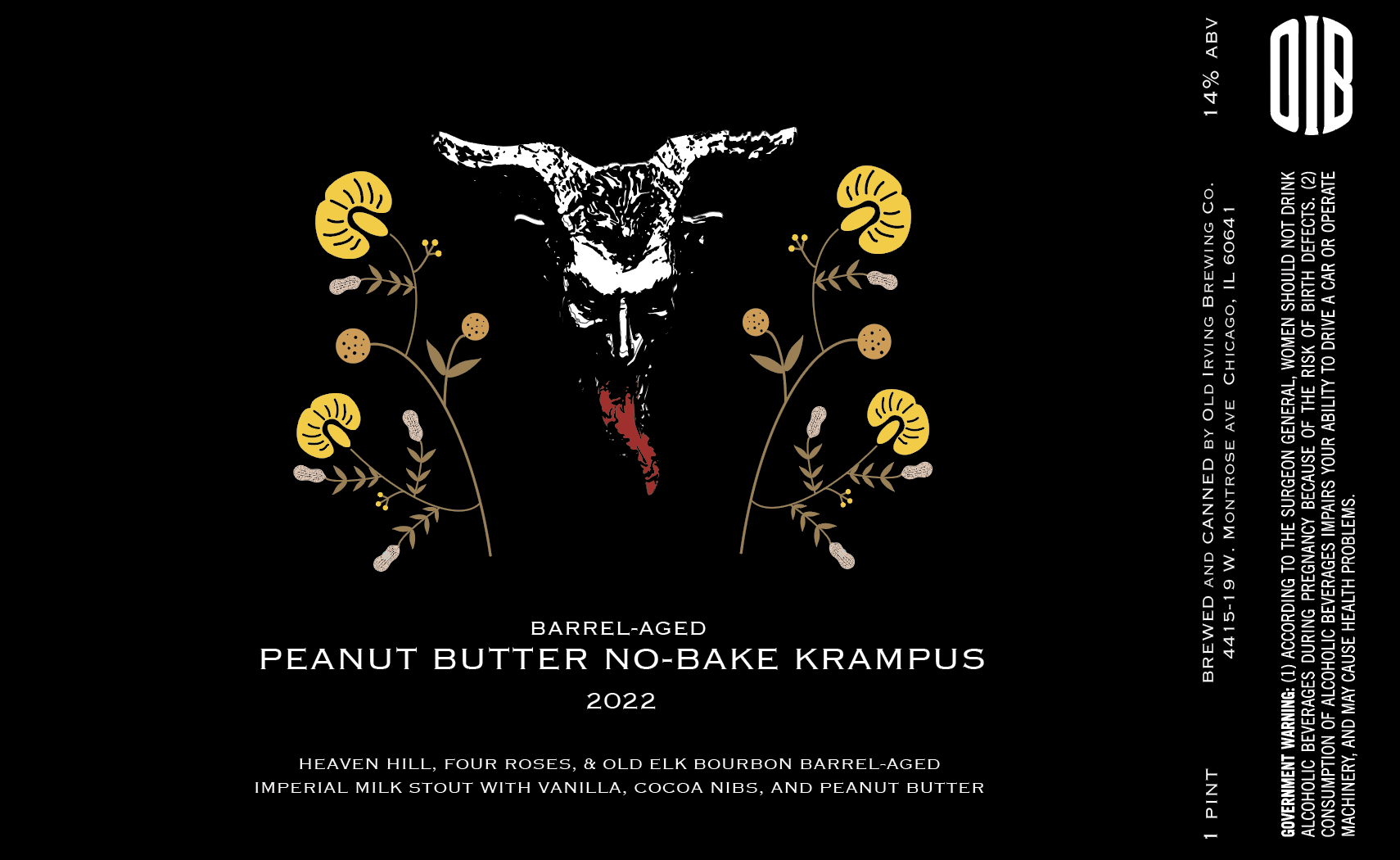 Old Irving Barrel-Aged Peanut Butter No-Bake Krampus (2022) beer Label Full Size