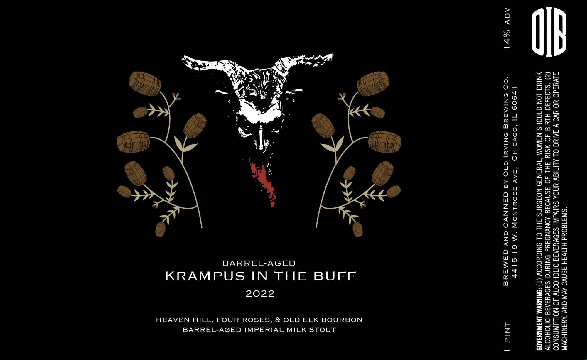Old Irving Barrel-Aged Krampus In The Buff (2022) beer Label Full Size