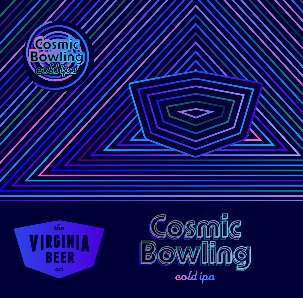 Virginia Beer Co. Cosmic Bowling Cold IPA beer Label Full Size