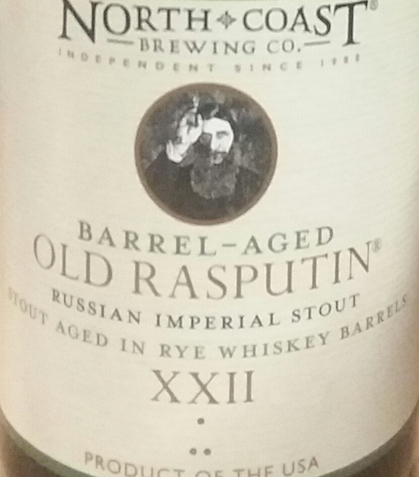 North Coast Rye Whiskey Barrel Aged Old Rasputin XXII beer Label Full Size