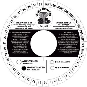 Cobra Hoppy Dazed beer Label Full Size