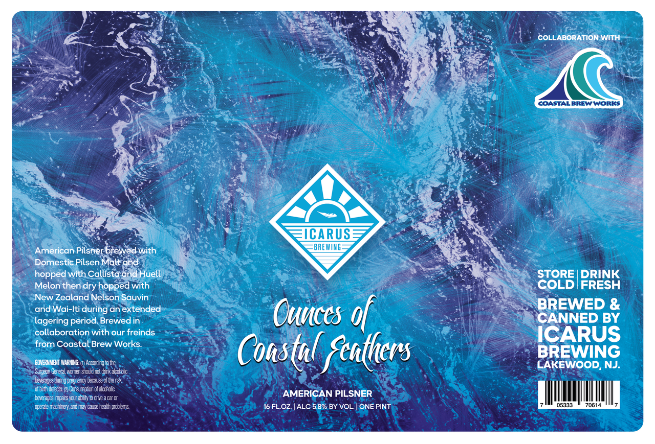 Icarus Ounce Of Coastal Feathers beer Label Full Size