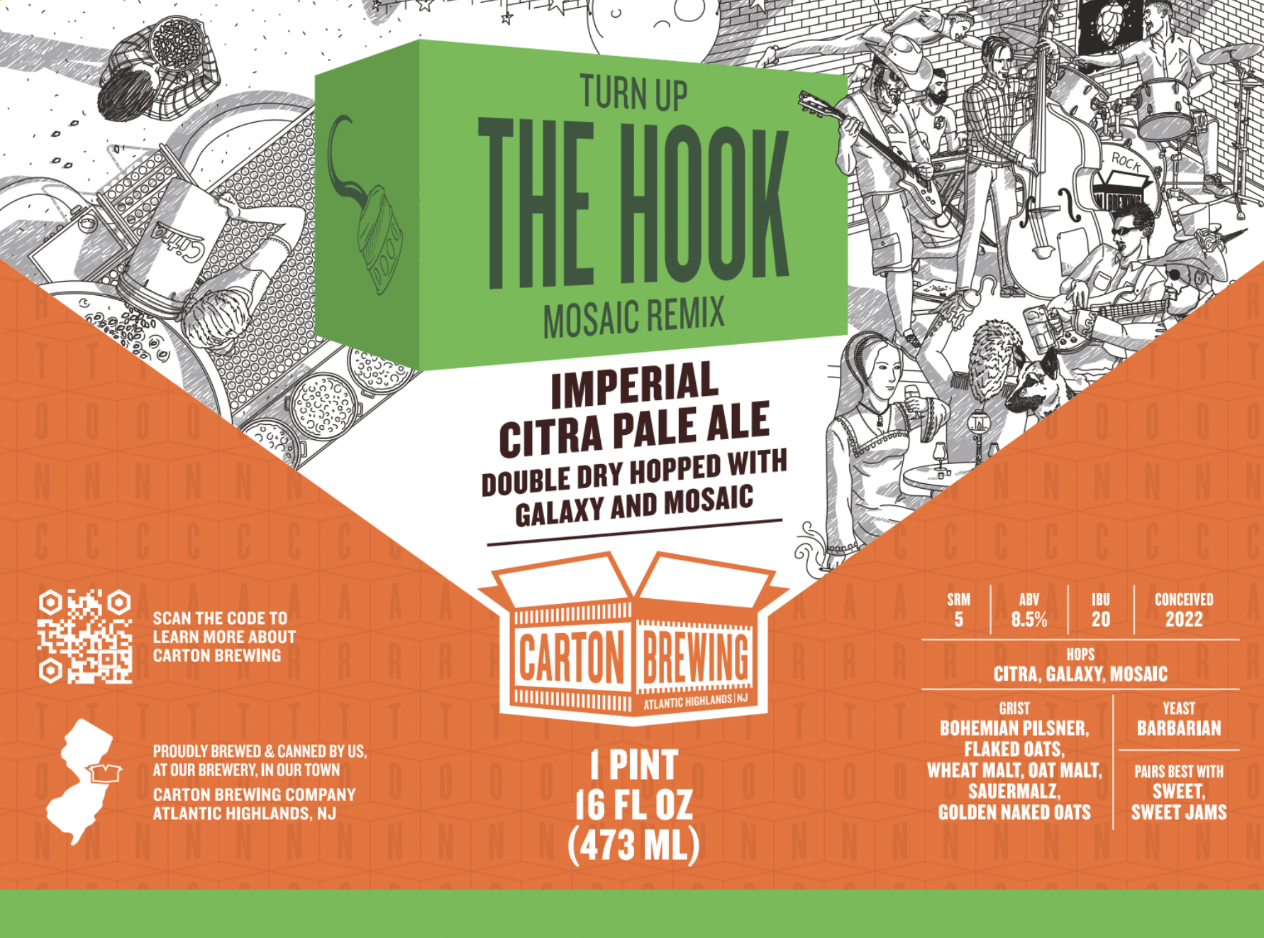 Carton Turn Up The Hook Mosaic Remix beer Label Full Size