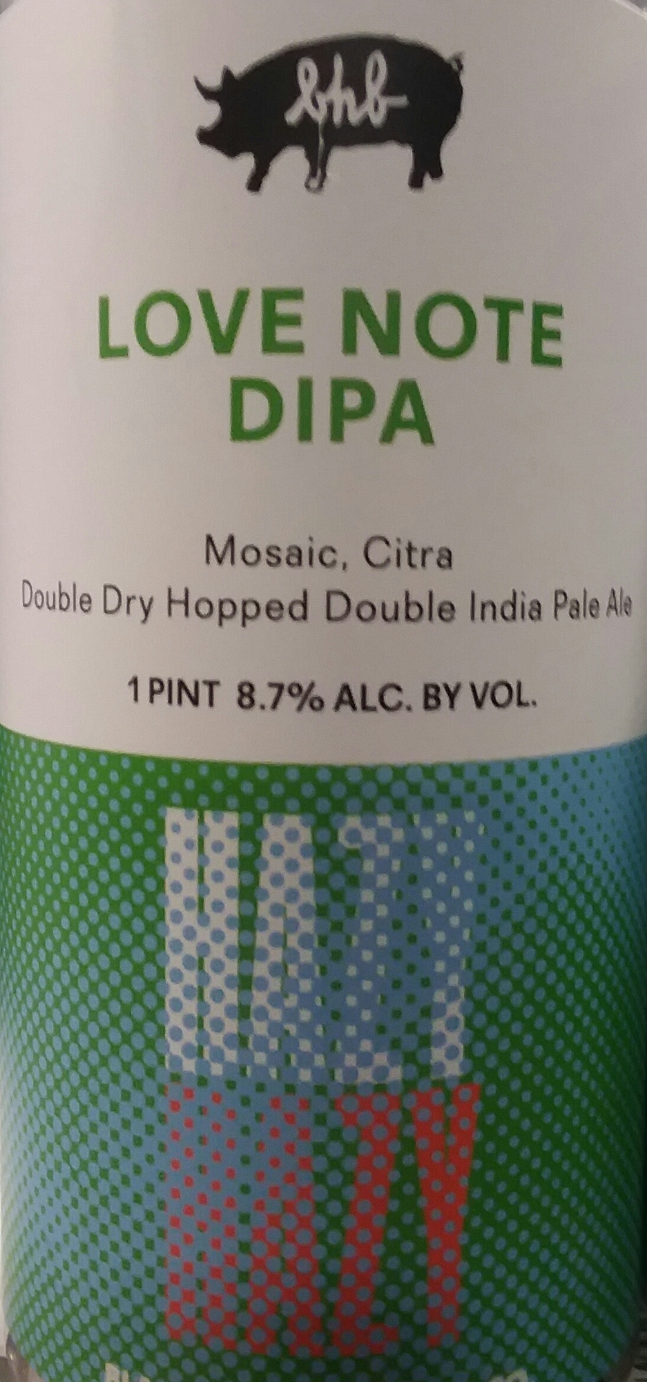 Black Hog Love Note - DIPA beer Label Full Size