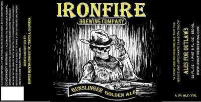 Ironfire Gunslinger Golden Ale beer Label Full Size