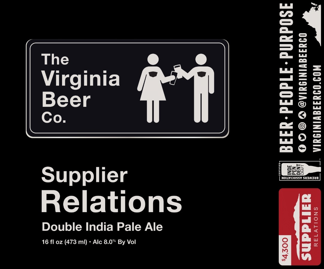 Virginia Beer Co. Supplier Relations beer Label Full Size