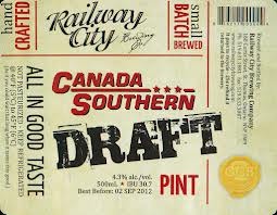Railway City Canada Southern Draft beer Label Full Size