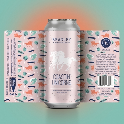 Bradley Coastin' Unicorns beer Label Full Size