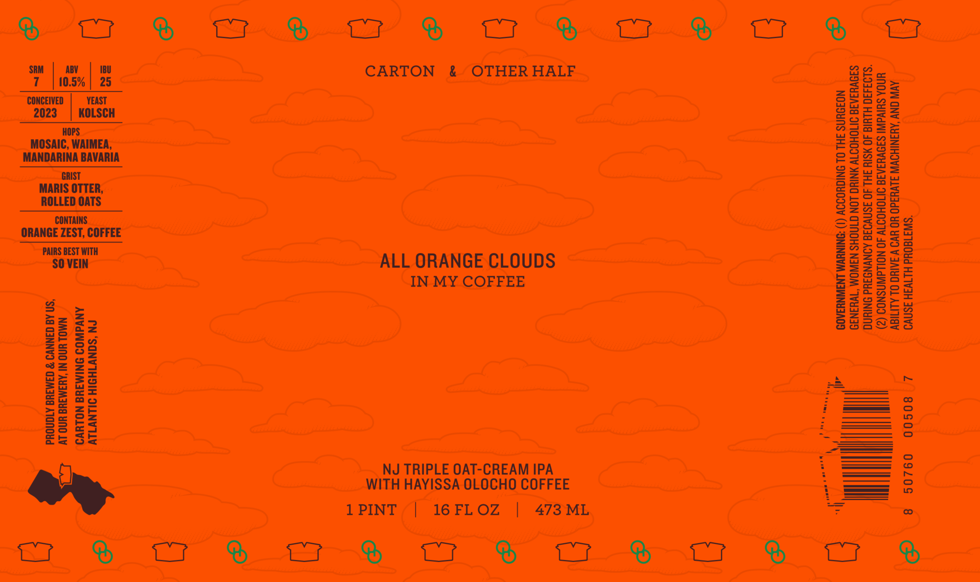 Carton + Other Half All Orange Clouds In My Coffee beer Label Full Size