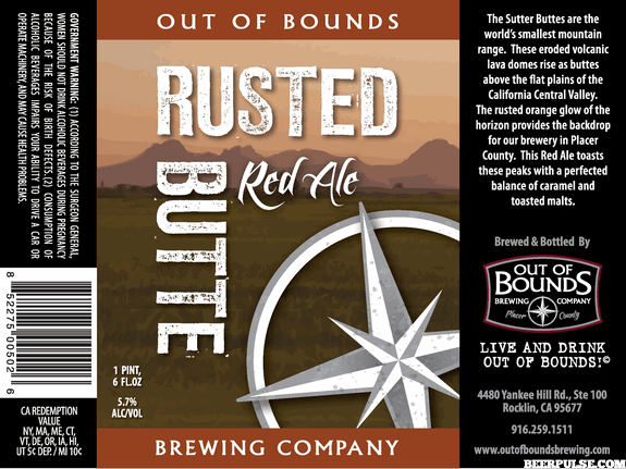 Out of Bounds Rusted Butte Red Ale beer Label Full Size