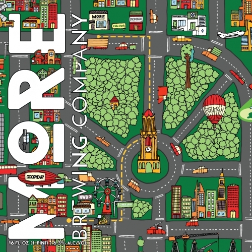 More + Noon Whistle Three Right Turns beer Label Full Size