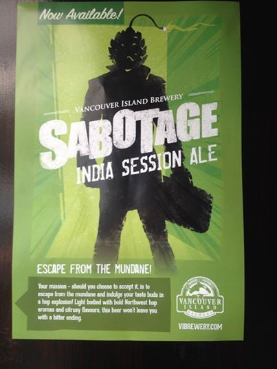 Vancouver Island Sabotage beer Label Full Size
