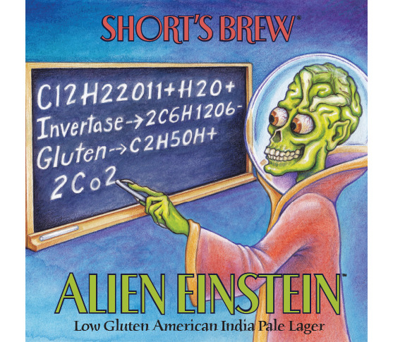 Short's Alien Einstein beer Label Full Size
