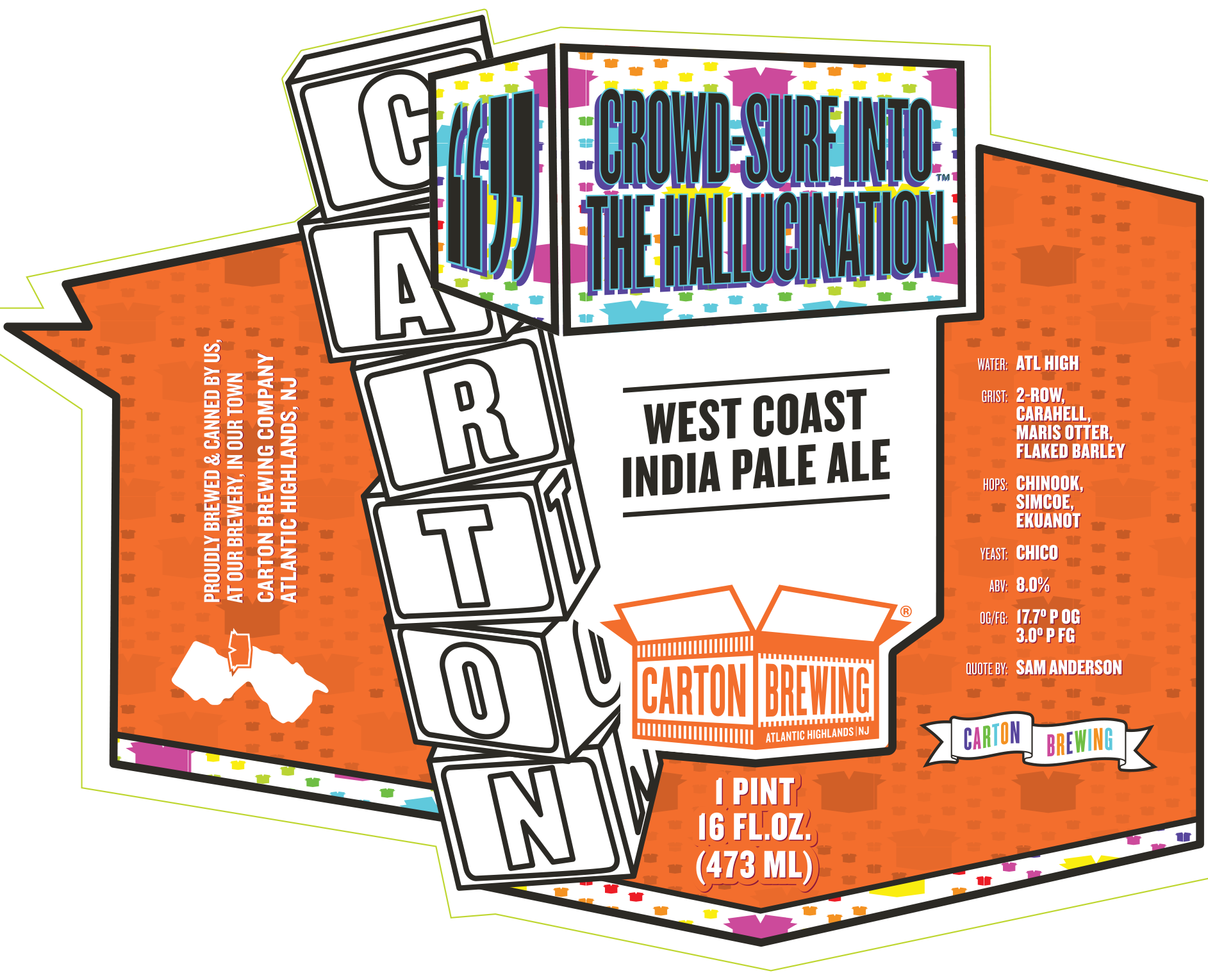 Carton Crowd Surf Into The Halucination beer Label Full Size