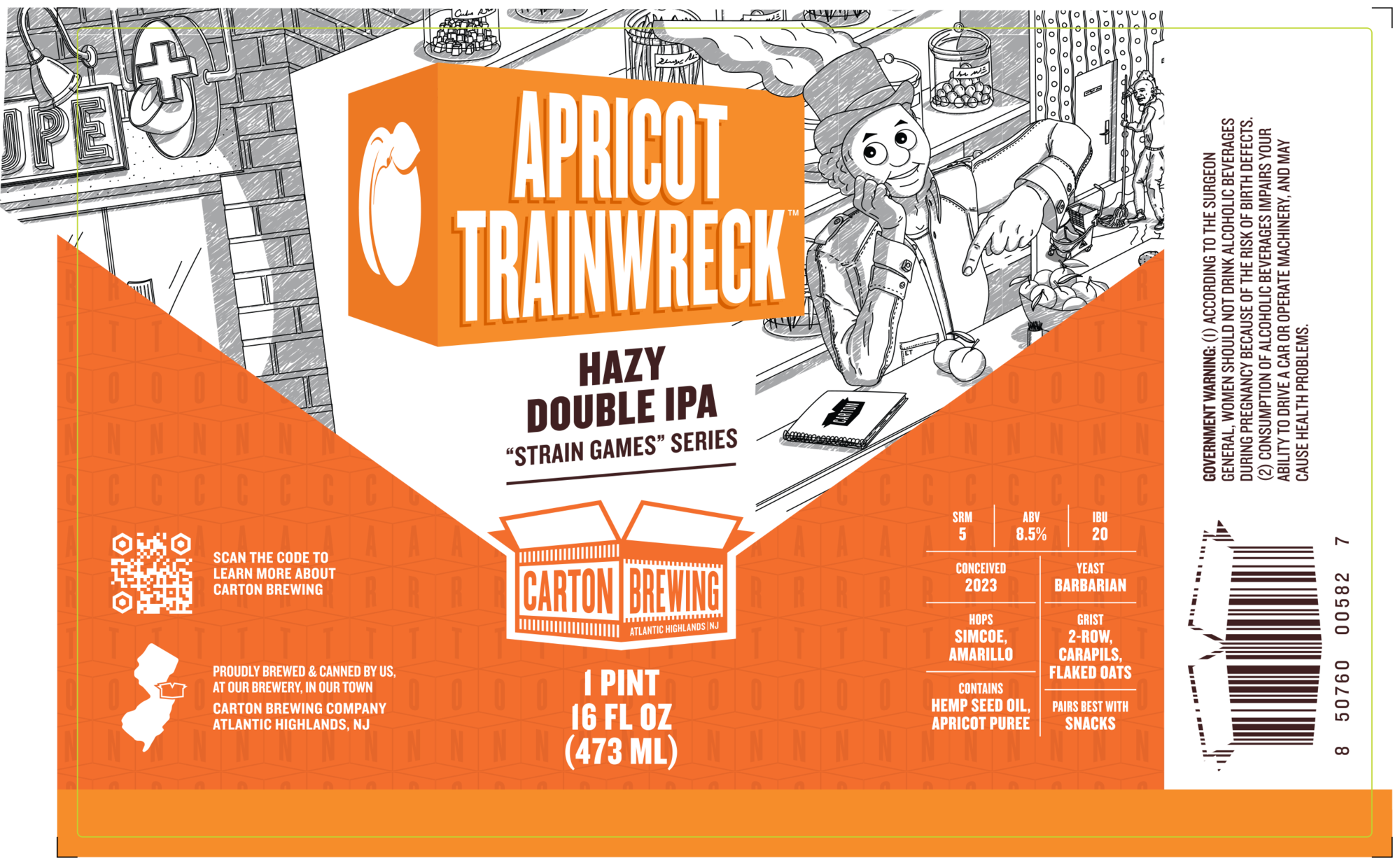 Carton Apricot Trainwreck beer Label Full Size