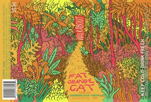 Fat Orange Cat Walkabout Goldenberry,Peach & Pineapple beer Label Full Size