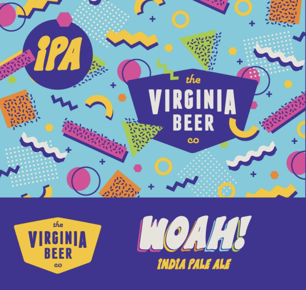 Virginia Beer Co. WOAH! 90's IPA beer Label Full Size
