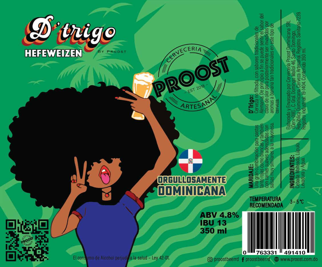 PROOST D' Trigo beer Label Full Size