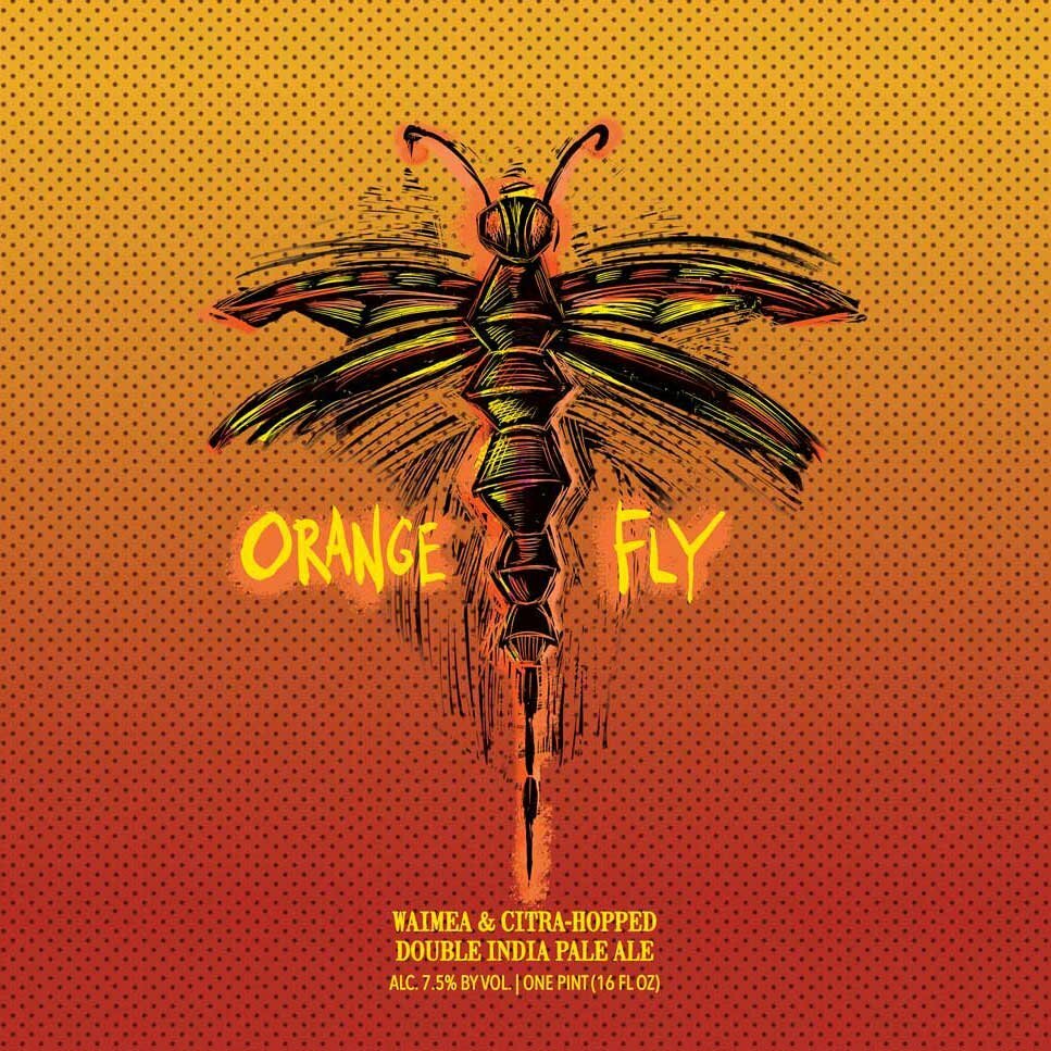 Hop Butcher for the World Orange Fly beer Label Full Size
