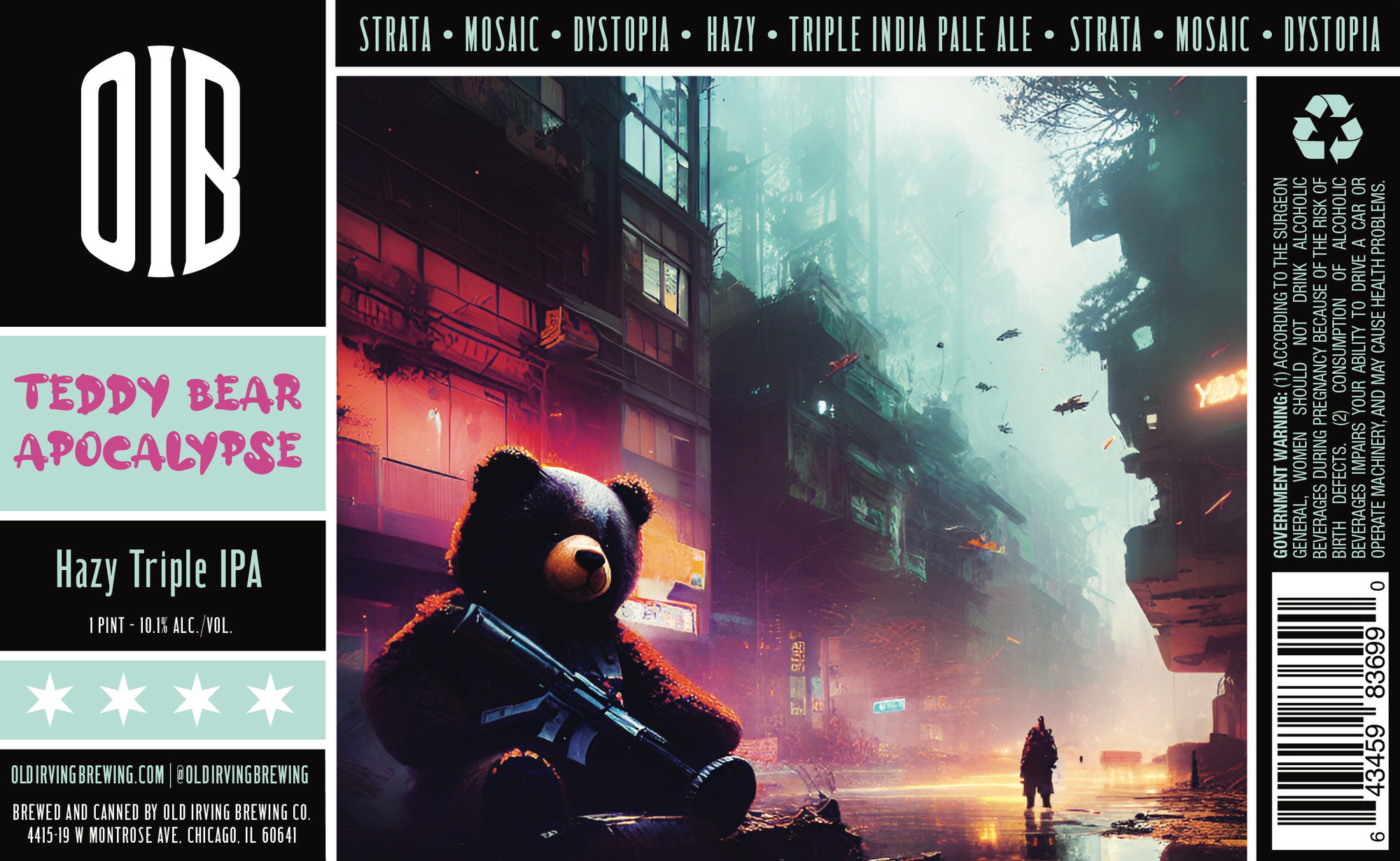 Old Irving Teddy Bear Apocalypse beer Label Full Size
