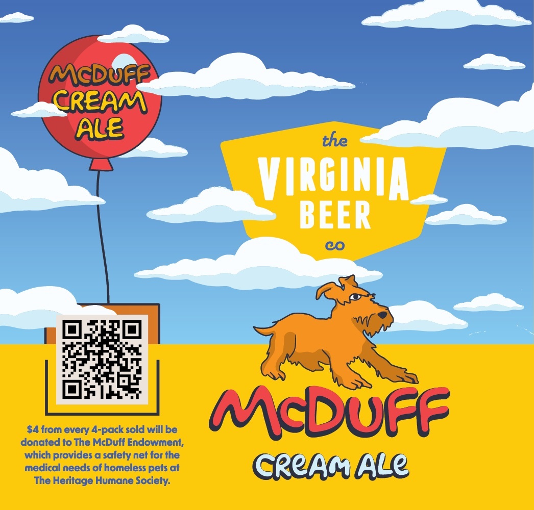 Virginia Beer Co. + Heritage Humane Society McDuff Cream Ale beer Label Full Size