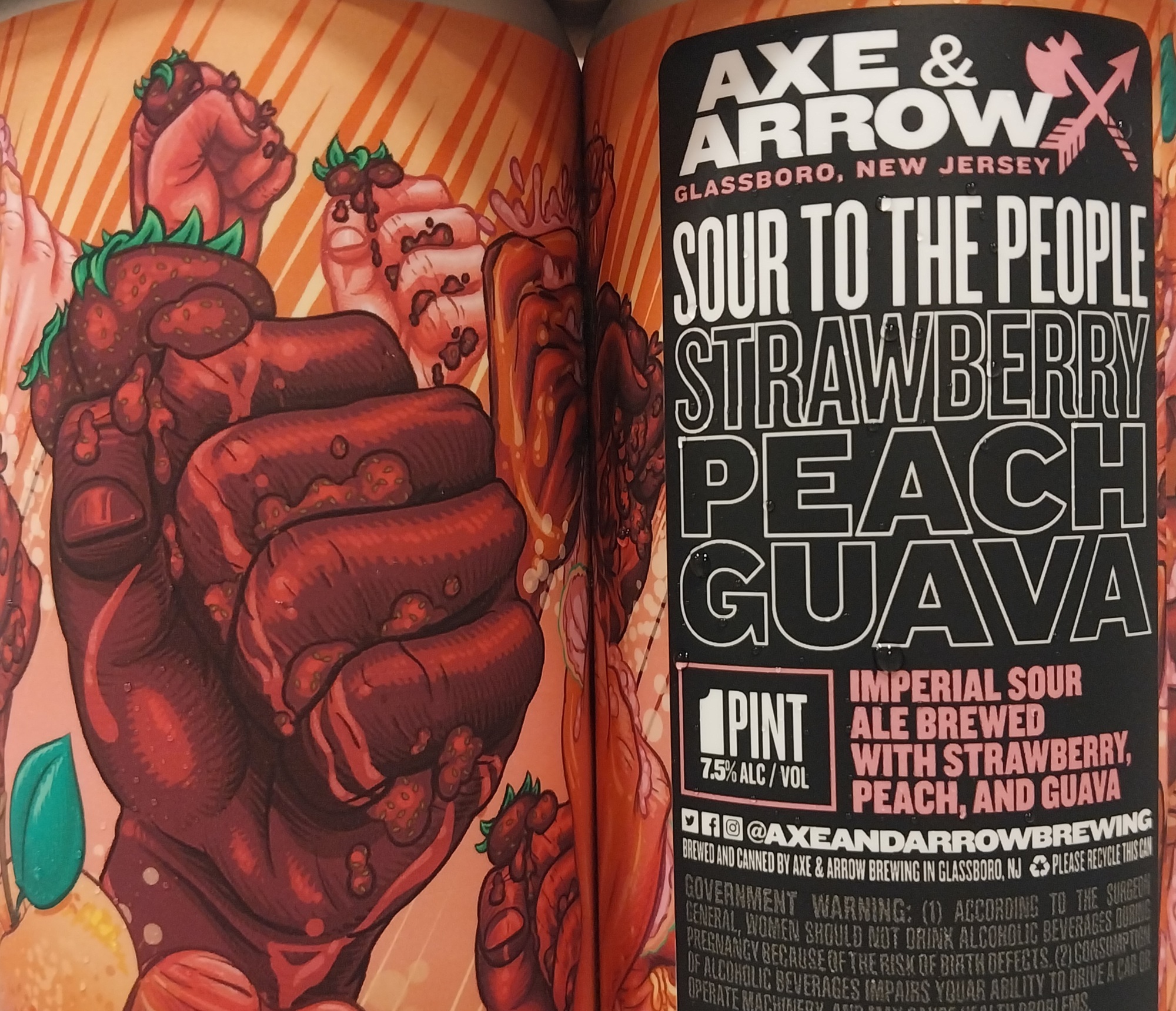 Axe & Arrow Sour To The People:  Strawberry Peach Guava beer Label Full Size