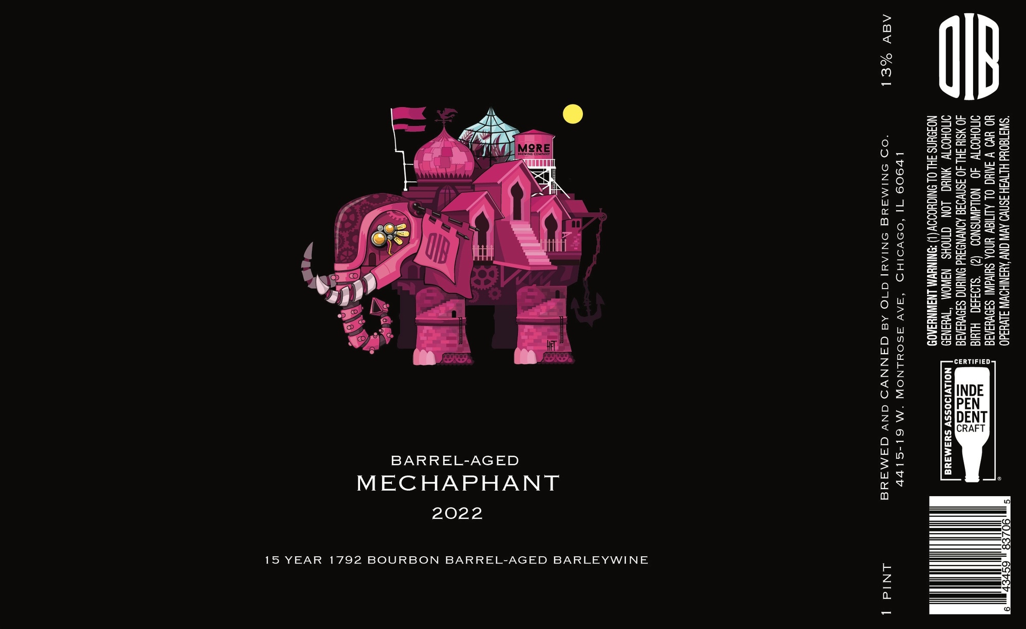 Old Irving + More Barrel-Aged Mechaphant beer Label Full Size
