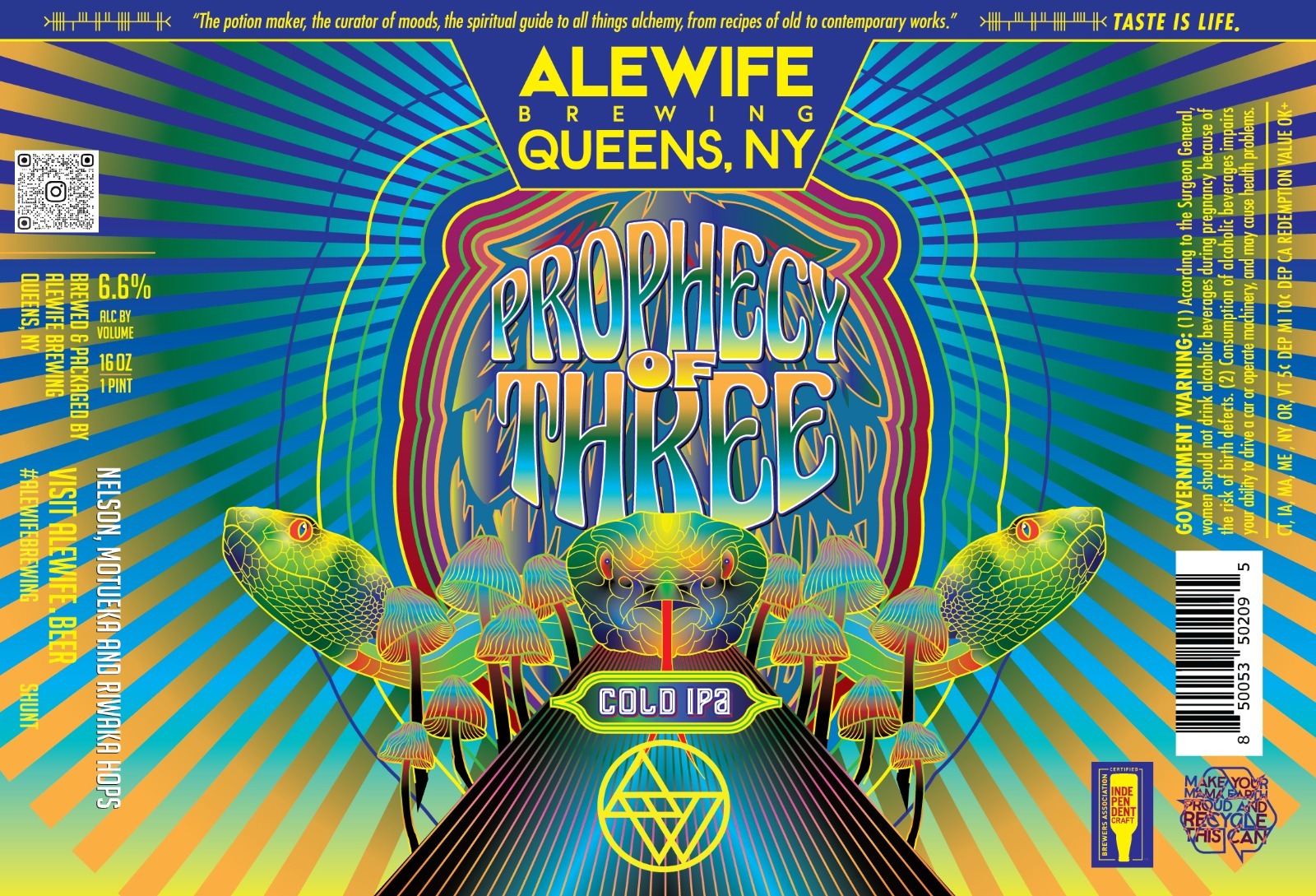 Alewife Prophecy Of Three beer Label Full Size