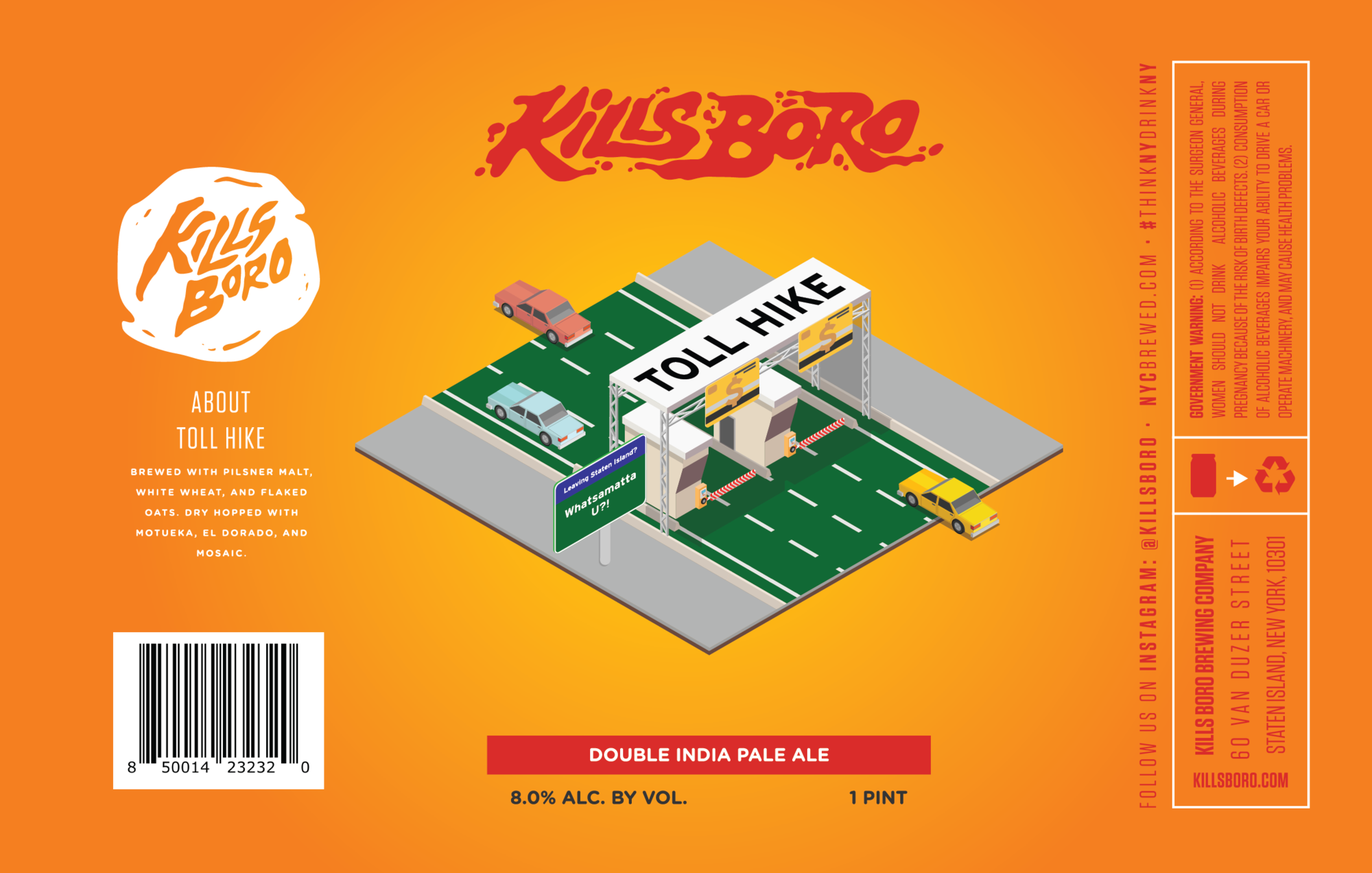 Kills Boro Toll Hike beer Label Full Size