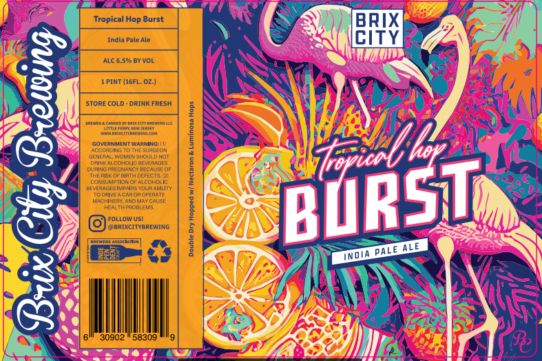 Brix City Tropical Burst beer Label Full Size