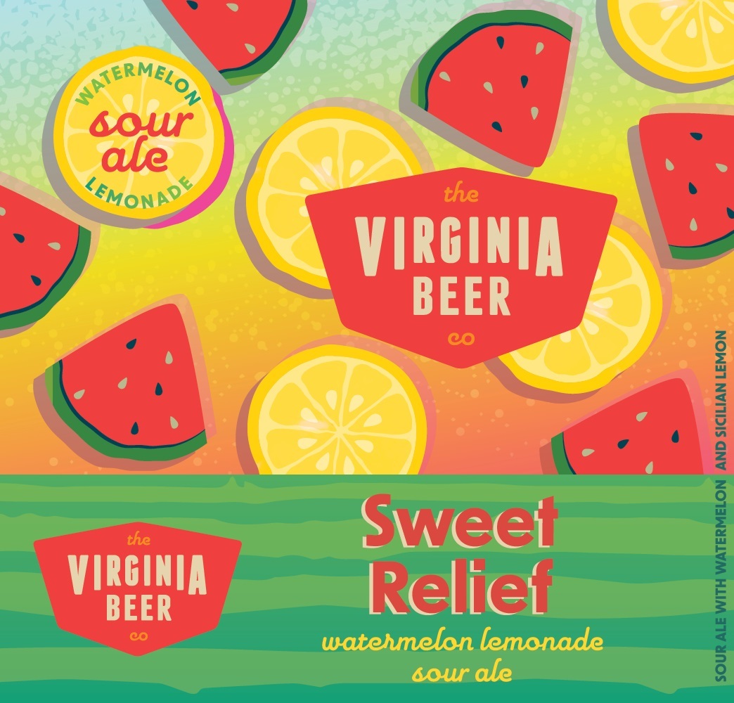 Virginia Beer Co. Sweet Relief Watermelon Lemonade Sour beer Label Full Size