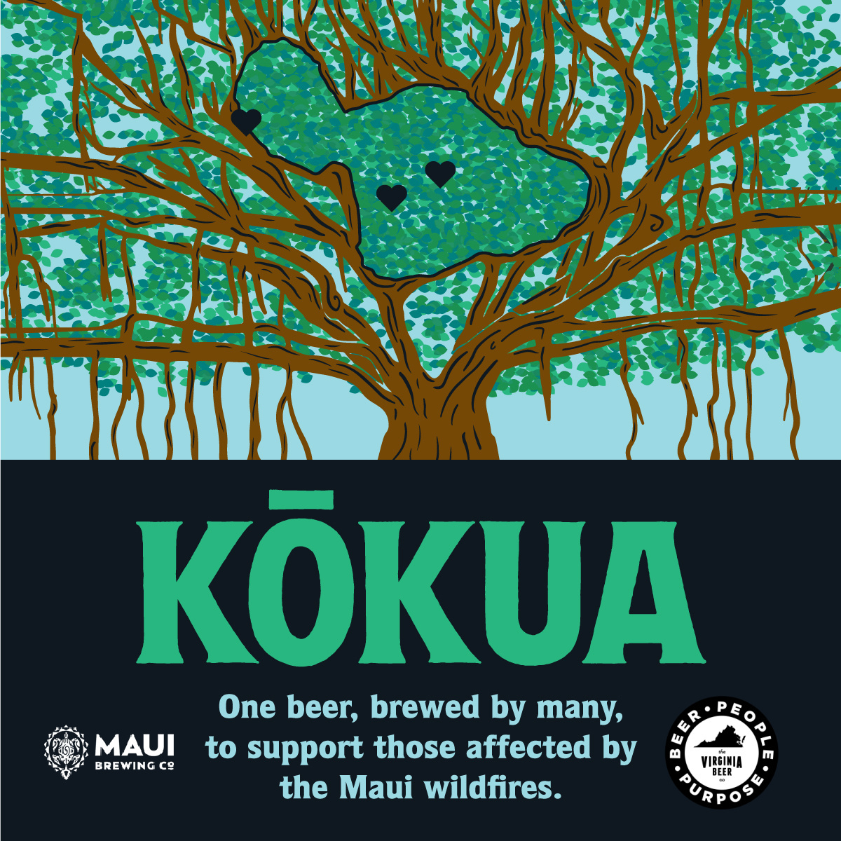 Virginia Beer Co. + Maui Kōkua Session IPA beer Label Full Size
