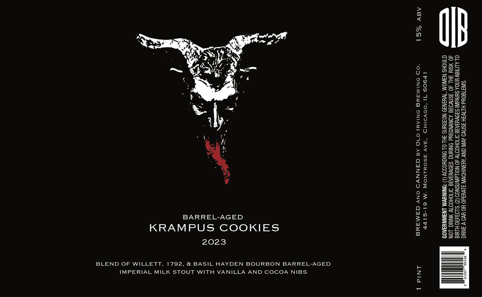 Old Irving Barrel-Aged Krampus Cookies (2023) beer Label Full Size