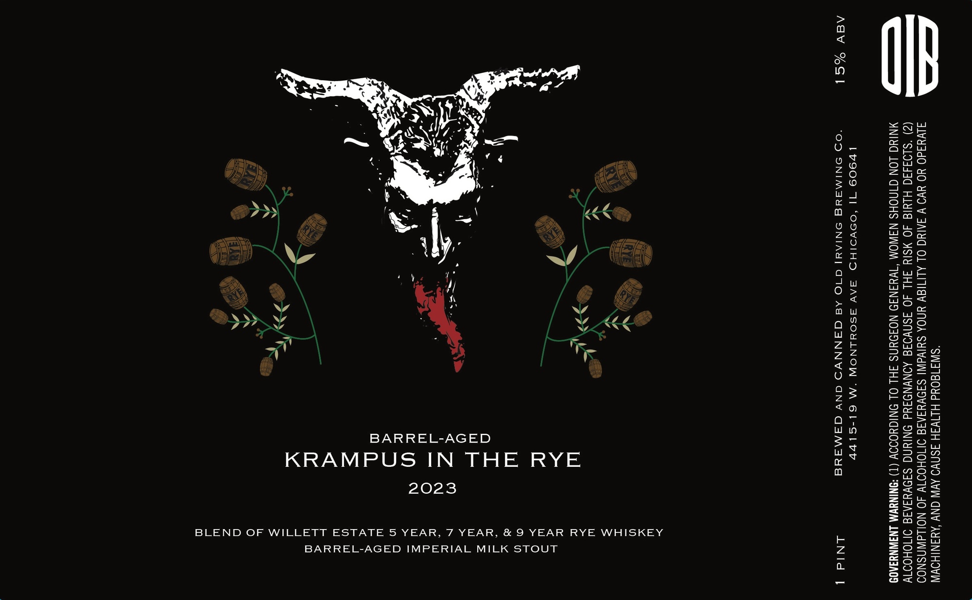 Old Irving Barrel-Aged Krampus In The Rye (2023) beer Label Full Size