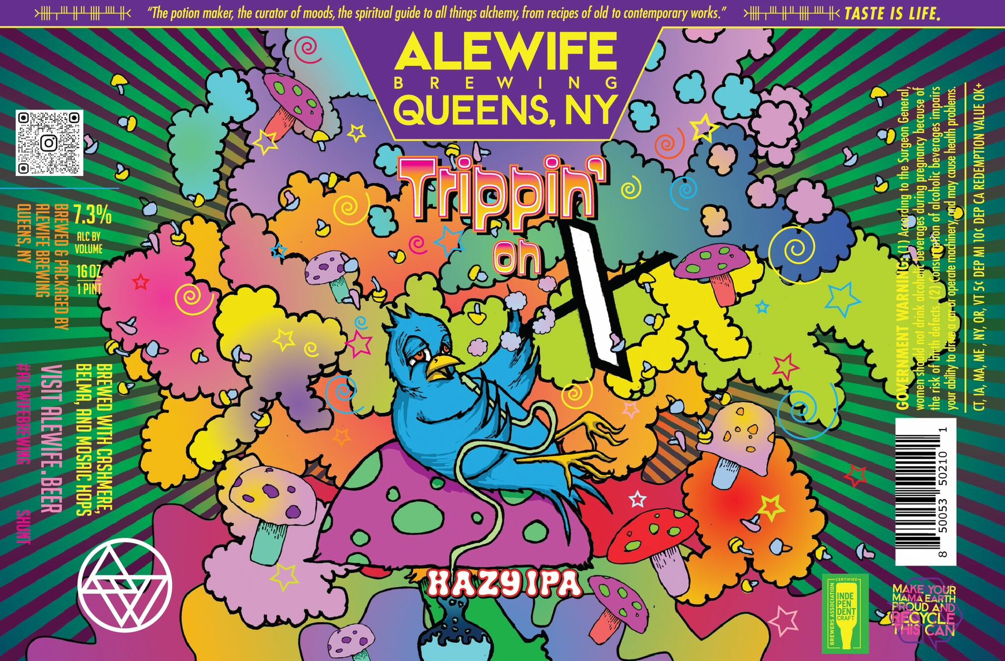 Alewife Trippin' on X beer Label Full Size