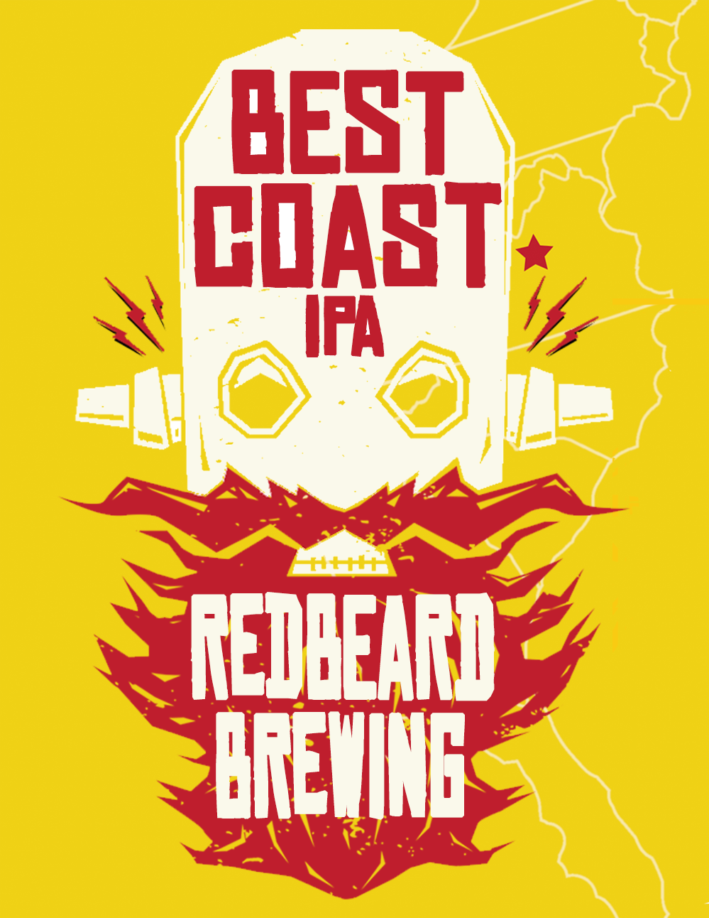 Redbeard Brewing Best Coast IPA beer Label Full Size